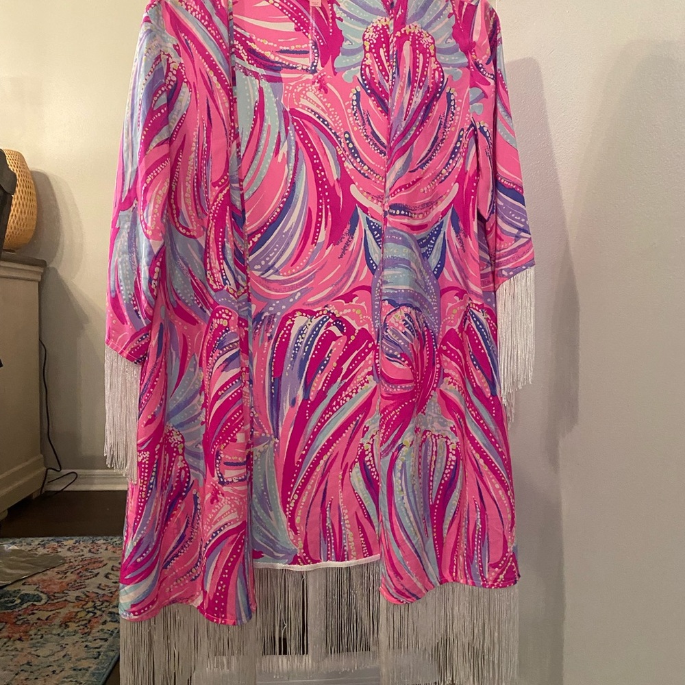 100% Silk Lilly Pulitzer Oh My Guava Patterned Kimono